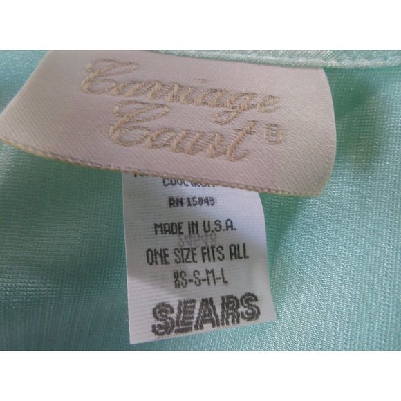 Sears Carriage Court Mint Green Short Night Gown Lace Trim Damask Stripe One Sz - Picture 15 of 16